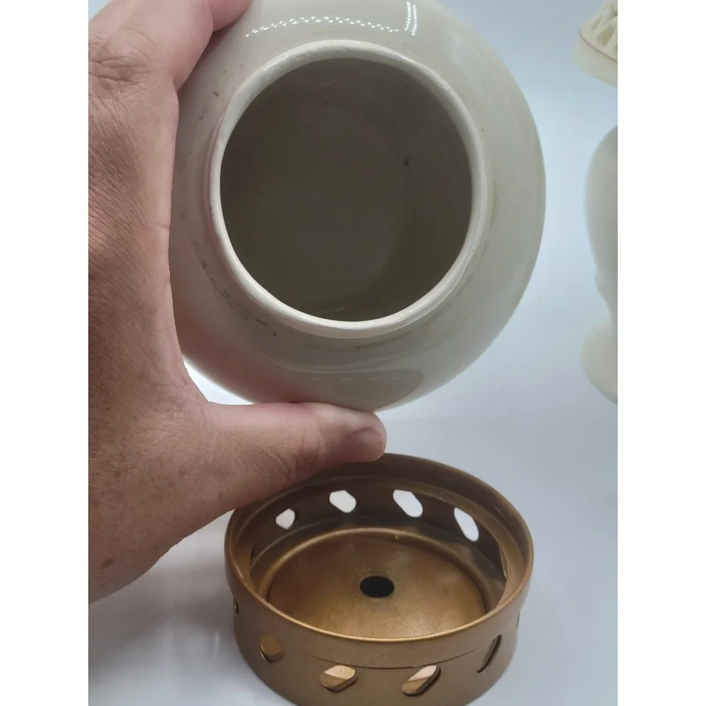 Lamp Lighr Aroma Glow Oil Lamp  Cream Ceramic Mini Lamp Votive  Set 2